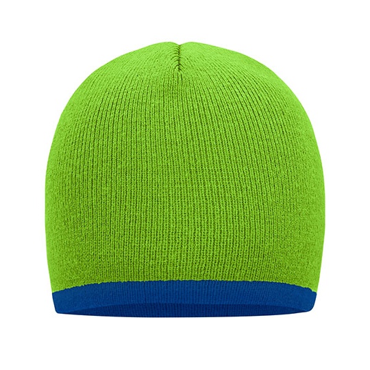 Czapka Dopasowana Dzianinowa MB7584 - Lime Green & Royal