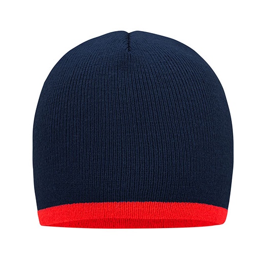 Czapka Dopasowana Dzianinowa MB7584 - Navy & Red