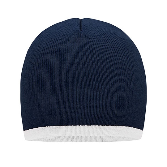 Czapka Dopasowana Dzianinowa MB7584 - Navy & White