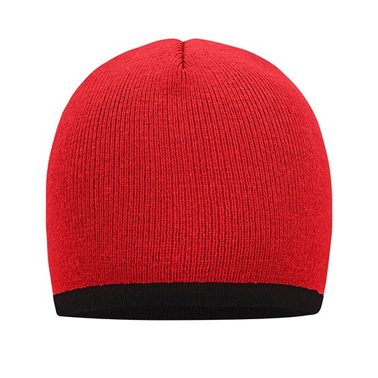 Czapka Dopasowana Dzianinowa MB7584 - Red & Black