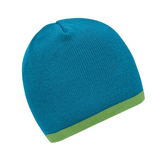 Czapka Dopasowana Dzianinowa MB7584 - Turquoise & Lime Green