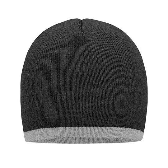Czapka Dopasowana Dzianinowa MB7584 - Grey Melange & Light Grey Melange