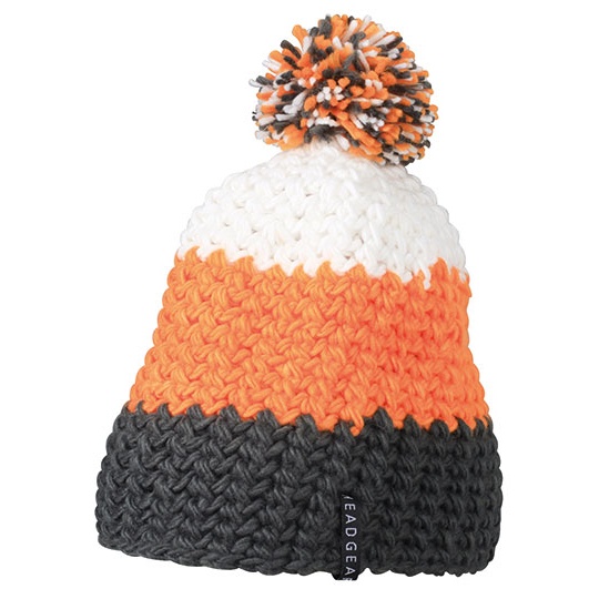 Czapka Szydelkowana Z Pomponem MB7940 - Carbon & Orange