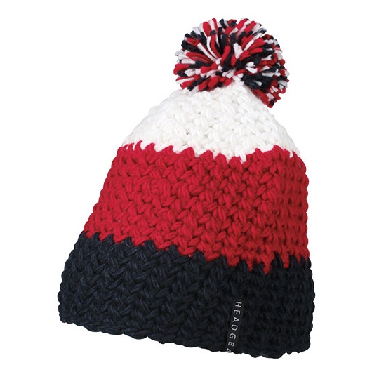Czapka Szydelkowana Z Pomponem MB7940 - Navy & Red