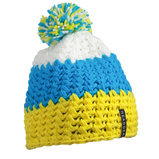 Czapka Szydelkowana Z Pomponem MB7940 - Yellow & Pacific