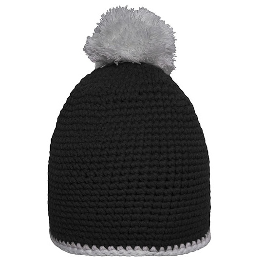 Czapka z pomponem MB7964 - Black & Light Grey