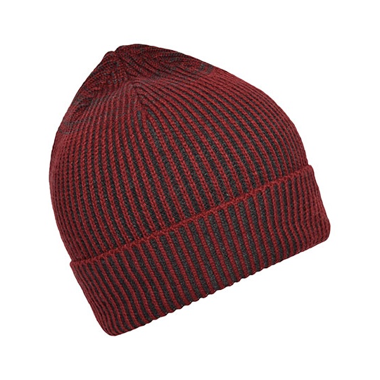 Czapka Prazkowana MB7988 - Dark Red & Anthracite