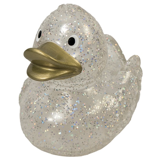 Kaczuszka Kapielowa Dekoracyjna z Brokatem PVC MBW31270 - Transparent & Gold