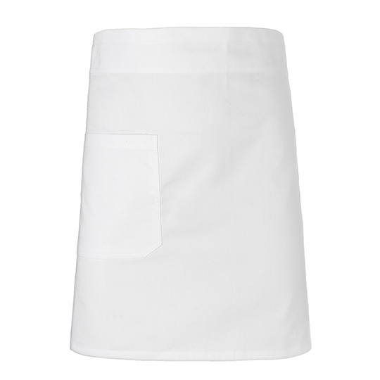 Fartuch Krotki Bawelniany z Kieszenia NE92002 - White
