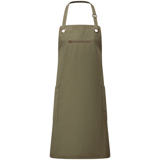 Fartuch Dlugi Recyklingowany Poliester Bawelna BCI PW121 - Olive (ca. Pantone 7763C) & Chestnut (ca. Pantone 7581C)