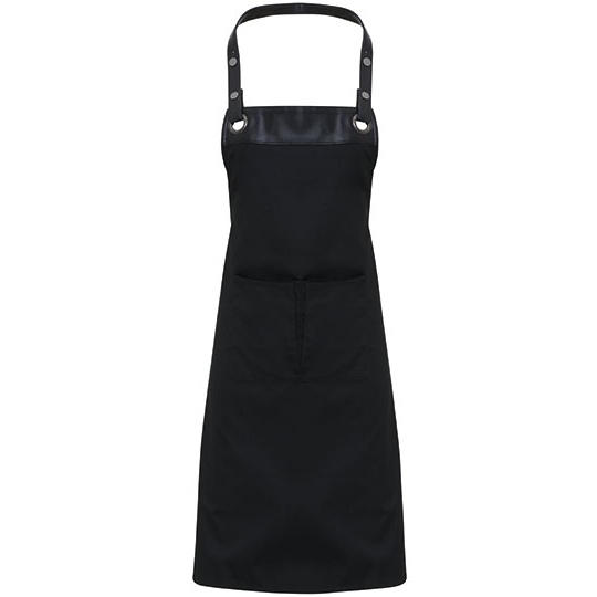Fartuch Baristy z Detalami z Ekoskory PW123 - Black (ca. Pantone Black C) & Black (ca. Pantone Black C)