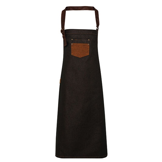 Fartuch Denimowy Wodoodporny Woskowany PW136 - Black (ca. Pantone Black C) & Tan Denim (ca. Pantone 146C)