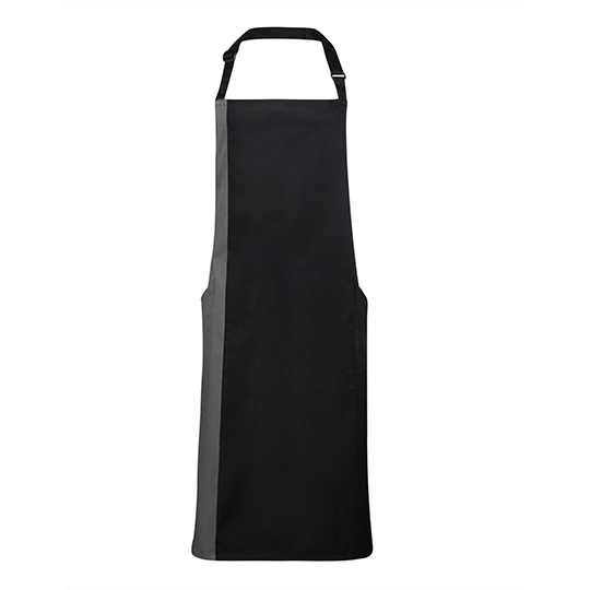 Fartuch kontrastowy PW162 - Black & Dark Grey (ca. Pantone 431C)