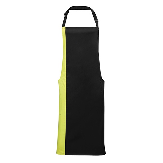 Fartuch kontrastowy PW162 - Black & Lime (ca. Pantone 382C)