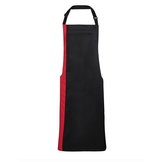 Fartuch kontrastowy PW162 - Black & Red (ca. Pantone 200C)
