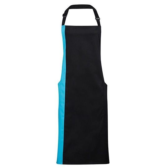 Fartuch kontrastowy PW162 - Black & Turquoise (ca. Pantone 312C)
