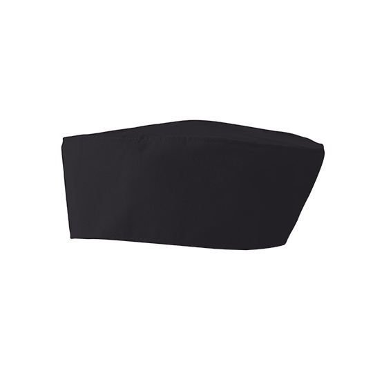 Czapka Kucharska z Płaskim Denkiem Elastyczny Tył Odporna na Zagniecenia PW653 - Black (ca. Pantone Black C)