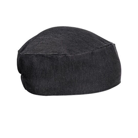 Czapka Kucharska z Plaskim Denkiem Elastyczny Tyl Odporna na Zagniecenia PW653 - Black Denim (ca. Pantone 433C)