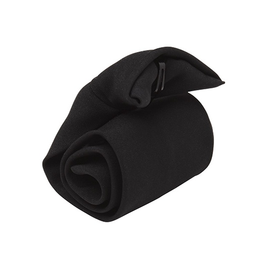 Krawat na klips Gladki Poliester PW710 - Black (ca. Pantone Black C)