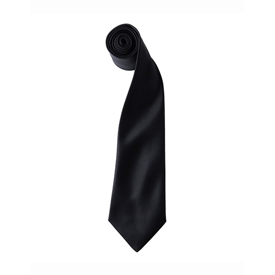 Krawat Klasyczny Satynowy PW750 - Black (ca. Pantone Black C)