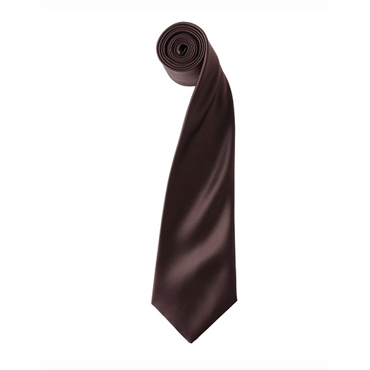 Krawat Klasyczny Satynowy PW750 - Brown (ca. Pantone 476C)