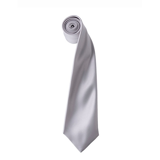 Krawat Klasyczny Satynowy PW750 - Silver (ca. Pantone 428C)