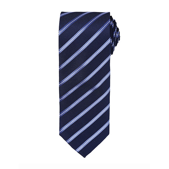 Krawat Meski w Paski Poliestrowy PW784 - Navy (ca. Pantone 2378C) & Royal (ca. Pantone 7686C)