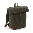 Plecak Zwijany Woskowana Bawelna Skorzane Elementy QD655 - Olive Green