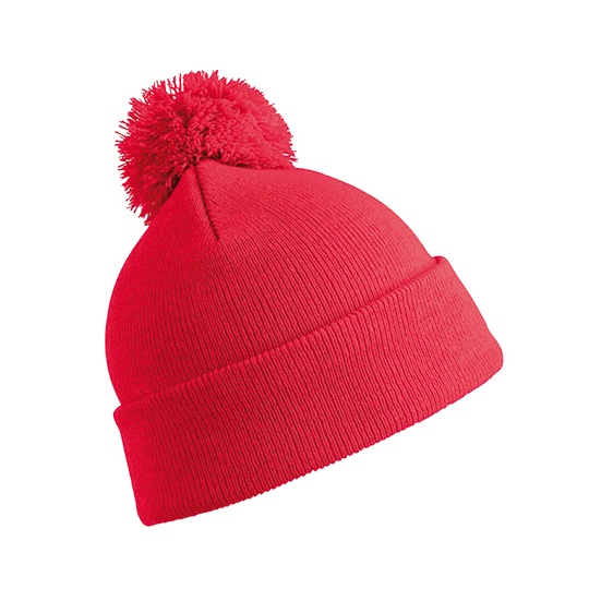 Czapka Klasyczna Akrylowa z Pomponem RC028 - Red