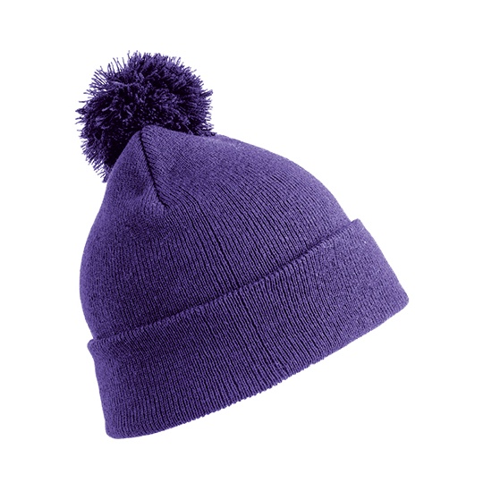 Czapka Klasyczna Akrylowa z Pomponem RC028 - Purple