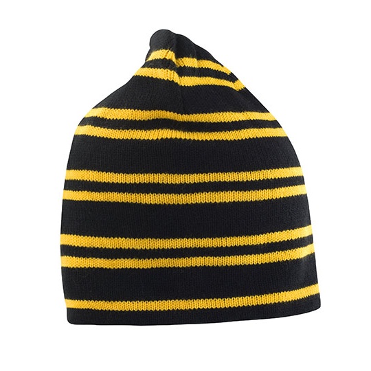 Czapka Dwustronna Dzianinowa Ciepla RC354 - Black & Gold & Black
