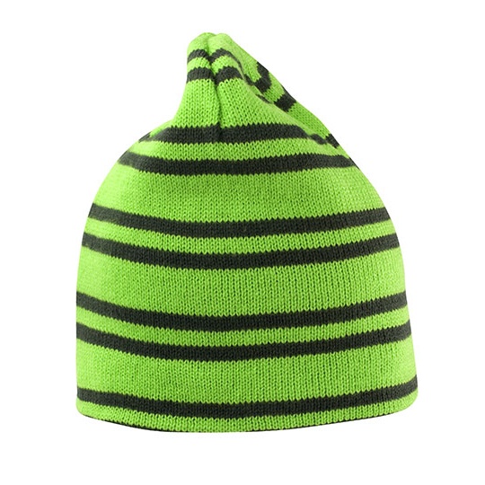 Czapka Dwustronna Dzianinowa Ciepla RC354 - Lime & Grey & Grey