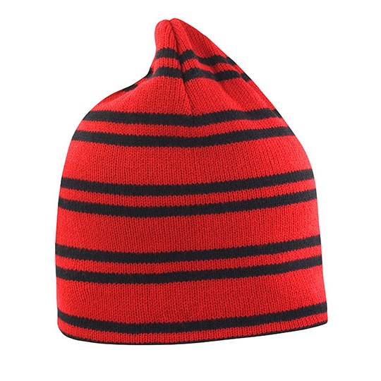 Czapka Dwustronna Dzianinowa Ciepla RC354 - Red & Black & Black