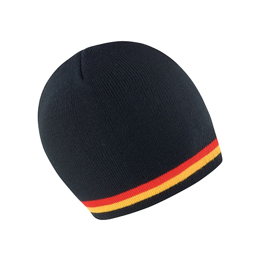 Czapka Dzianinowa Akrylowa RC368 - Black & Red & Gold