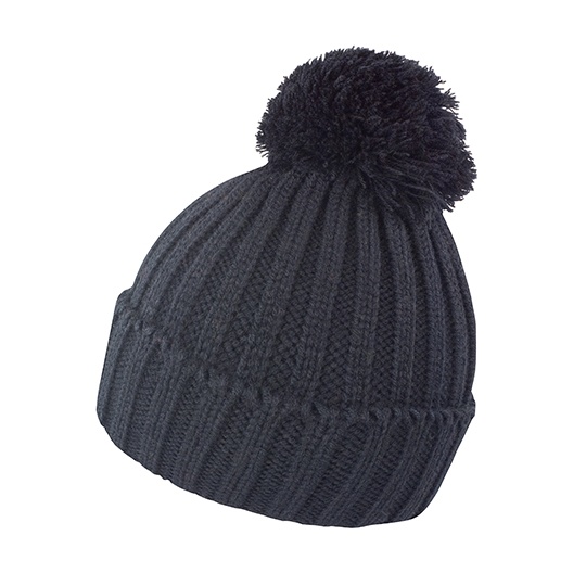Czapka Przedluzona Dzianinowa z Pomponem RC369 - Black