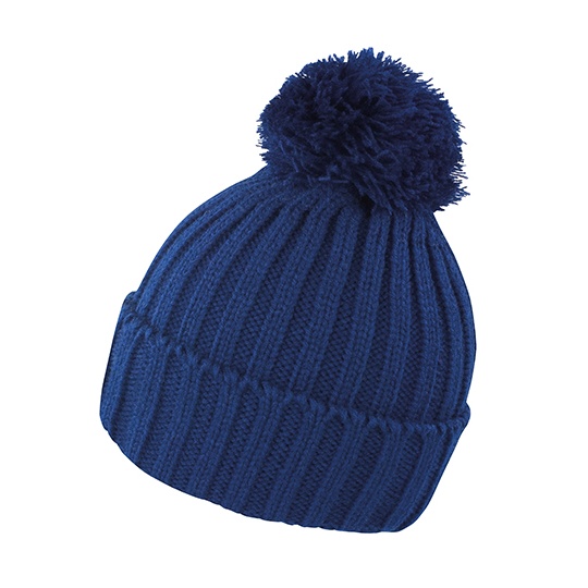 Czapka Przedluzona Dzianinowa z Pomponem RC369 - Navy