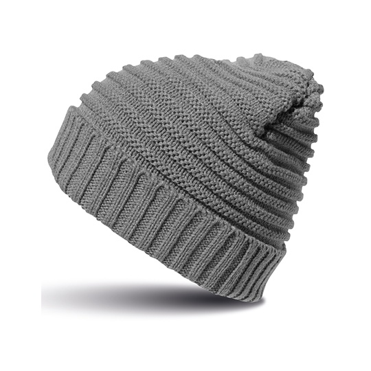 Czapka z warkoczowym sciegiem RC376 - Grey & Black