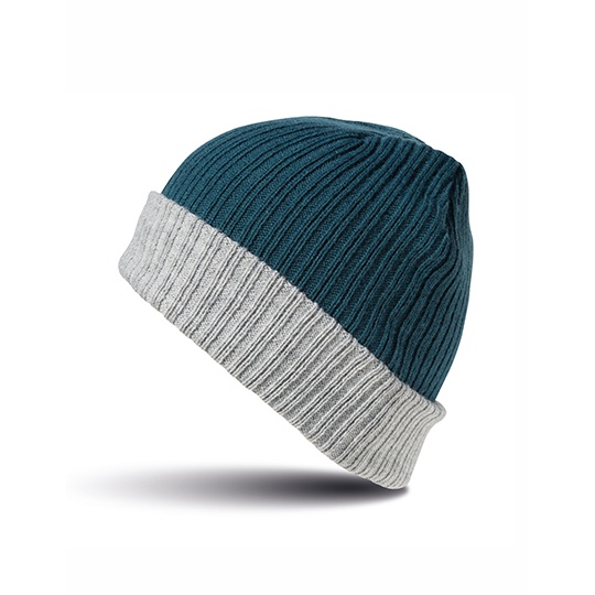 Czapka Dwuwarstwowa Gruba Dzianina Wiatroszczelna RC378 - Teal & Grey