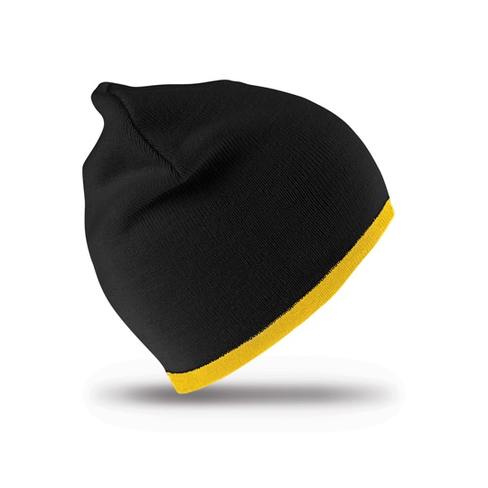 Czapka Dwustronna Akrylowa Bez Mankietu RC46 - Black & Yellow