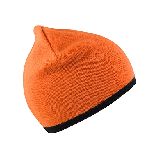 Czapka Dwustronna Akrylowa Bez Mankietu RC46 - Bright Orange & Black