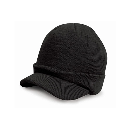Czapka Dzianinowa Akrylowa z Daszkiem RC60 - Black