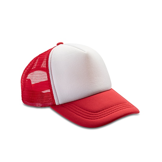 Czapka Truckerka 5-panelowa z Siatka RH089 - Red & White