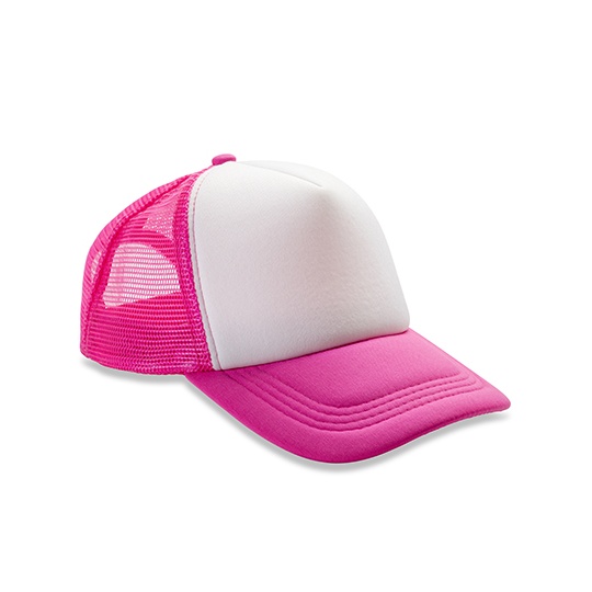 Czapka Truckerka 5-panelowa z Siatka RH089 - Super Pink & White
