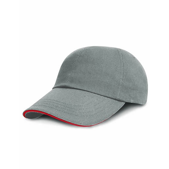 Czapka 6-panelowa Czesana Bawelna Drill Sandwich RH24P - Grey & Red