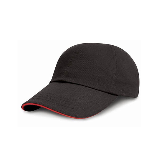 Czapka 6-panelowa Niski Profil Czesana Bawelna Drill RH24PJ - Black & Red