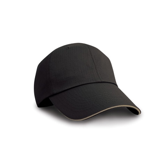 Czapka 6-panelowa jodelkowa bawełniana RH38 - Black & Tan
