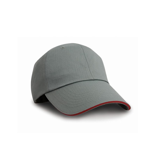 Czapka 6-panelowa jodelkowa bawelniana RH38 - Grey & Red