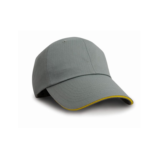 Czapka 6-panelowa jodelkowa bawelniana RH38 - Grey & Yellow