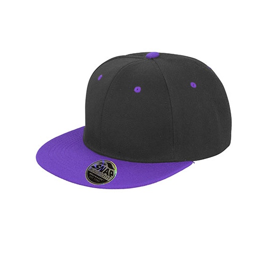 Czapka 6-panelowa Poliakrylowy Twill Snapback RH82 - Black & Purple