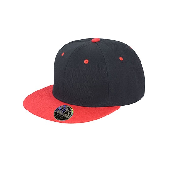 Czapka 6-panelowa Poliakrylowy Twill Snapback RH82 - Black & Red